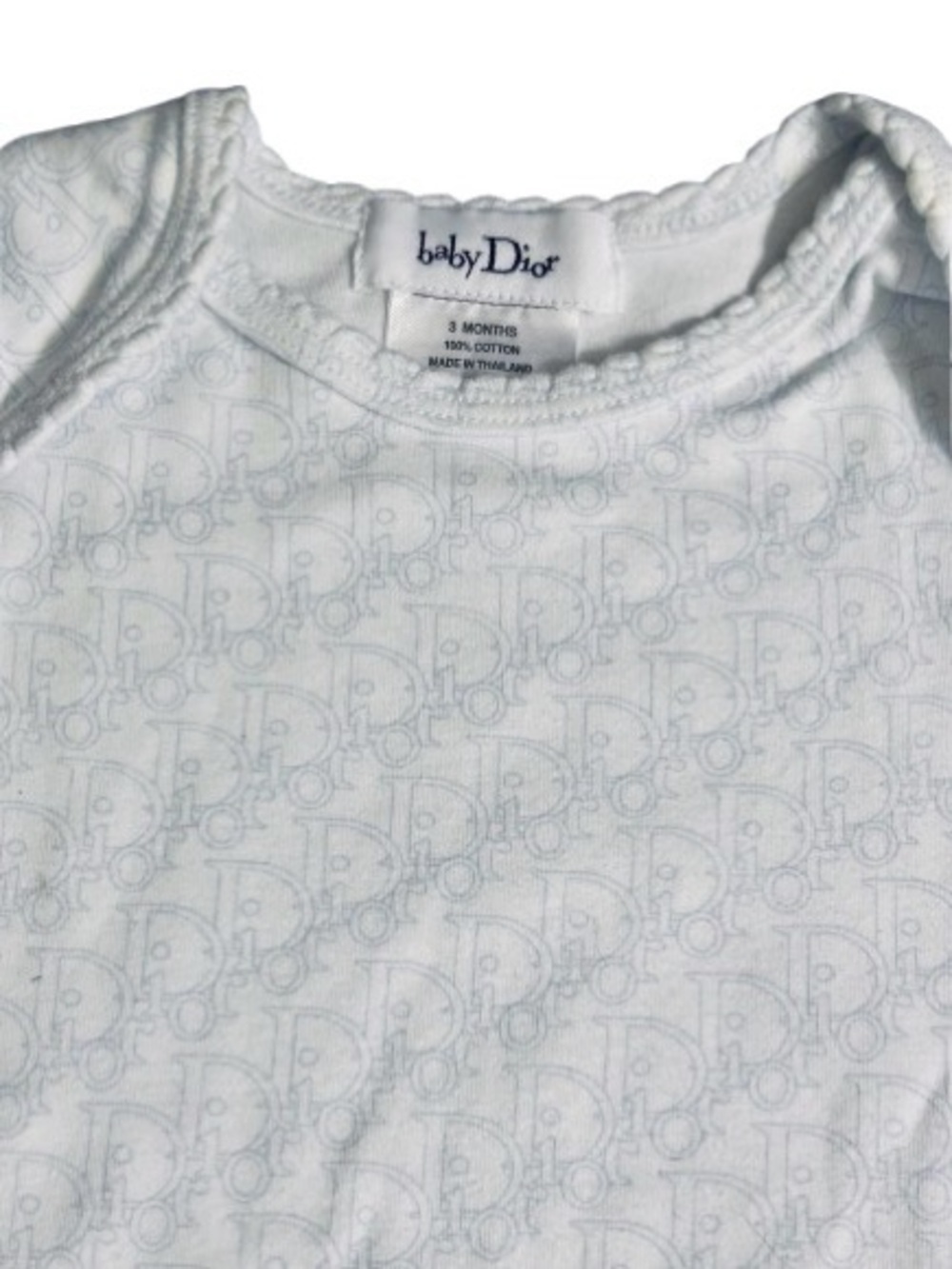 BABY DIOR Logo Bodysuit Onesie Tee Basic Designer Three Months 3 Cotton Blue Boy